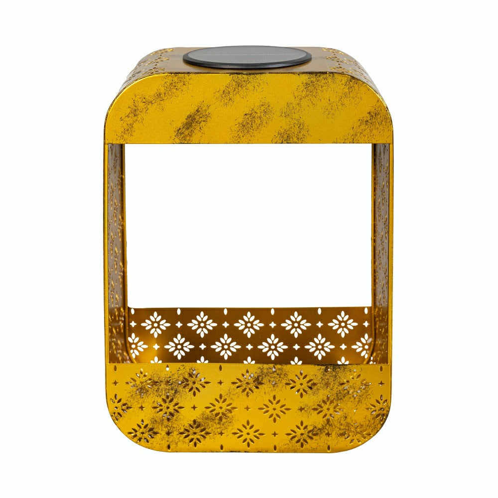 Plow & Hearth Solar Floral Planter, Gold