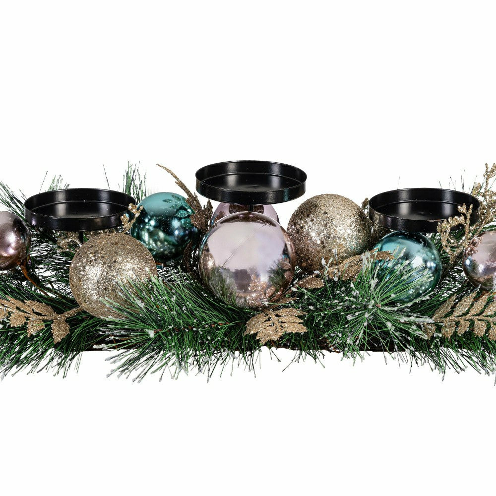 Plow & Hearth Season to Sparkle Faux Floral Table Decor Candle Holder Artificial