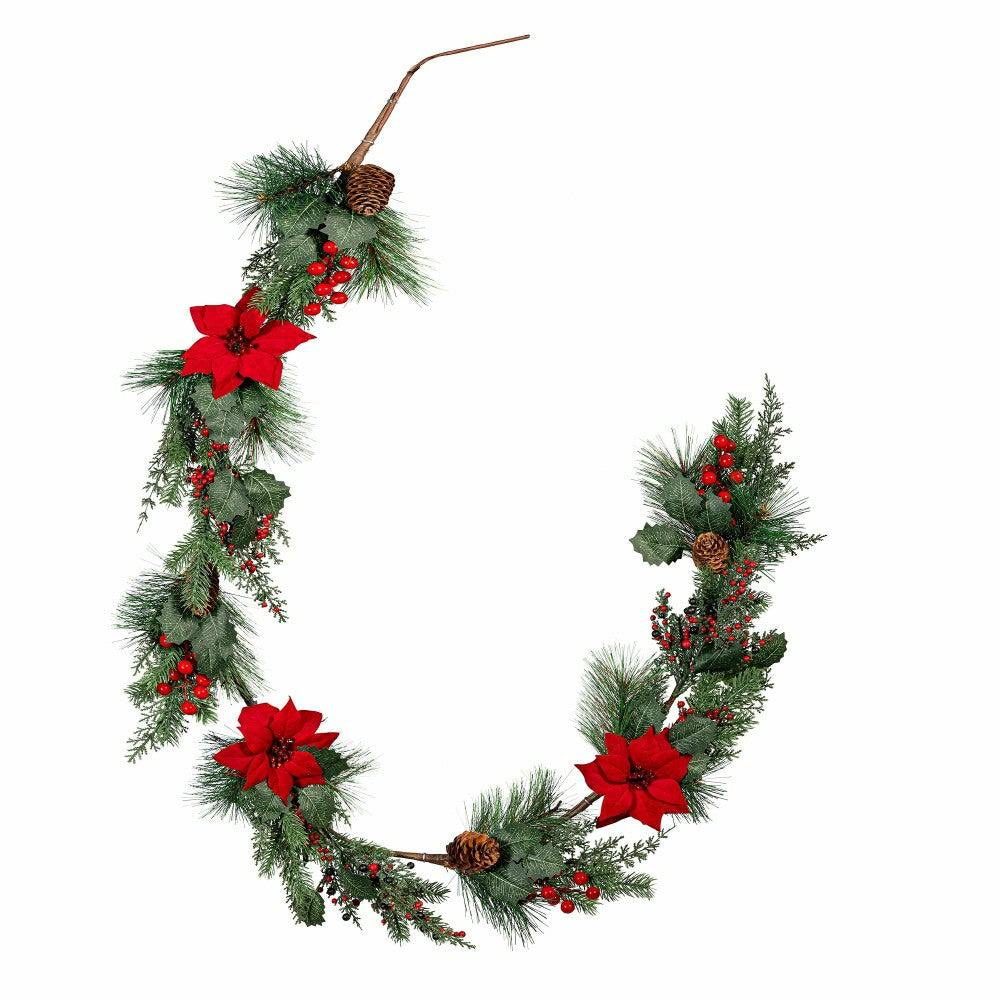 Plow & Hearth Feels Like The Holidays Garland Artificial Pine, 72”H