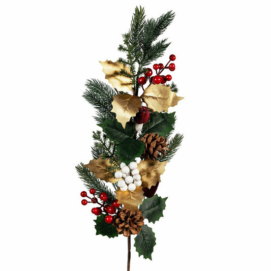 Plow & Hearth Winter Grove Stem Artificial Pine Cone and Berry, 24"H