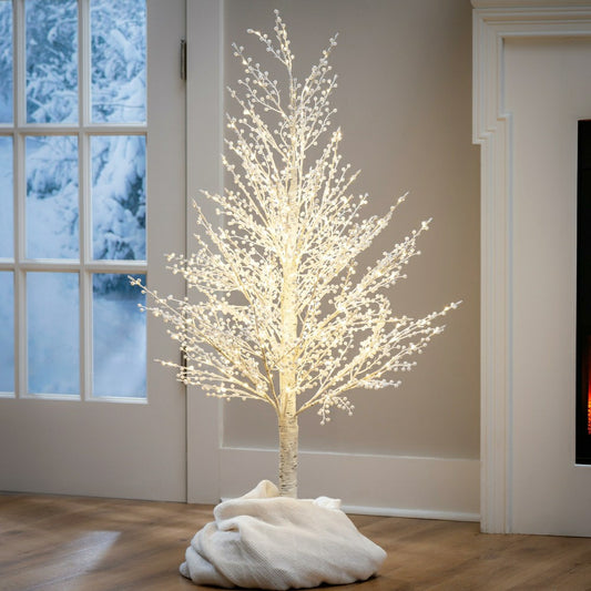 Plow & Hearth Winter Grove Tree White Berry LED Tree, 48"