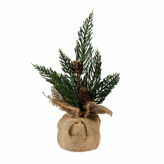 Plow & Hearth Woodland Storybook Faux Floral Table Décor Pine Artificial with Burlap