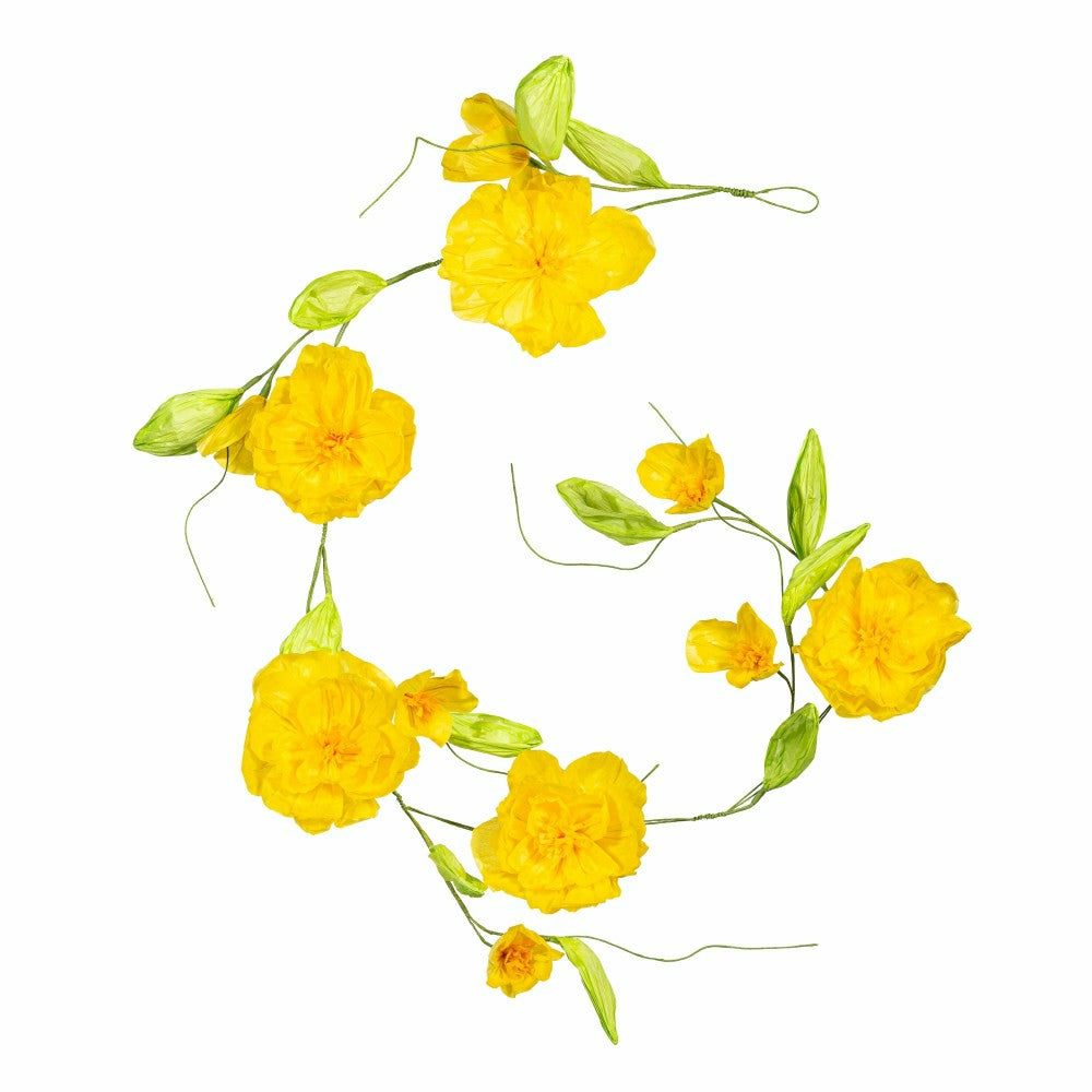 Plow & Hearth What She Shed Hanging Decor Paper Garland Yellow Flower, 65"L