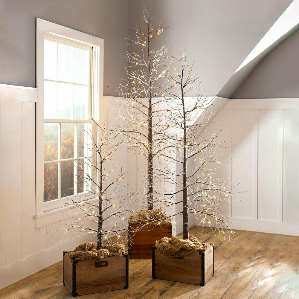 Plow & Hearth Large Indoor/Outdoor Snowy Lighted Tree, 8'H with 120 Lights