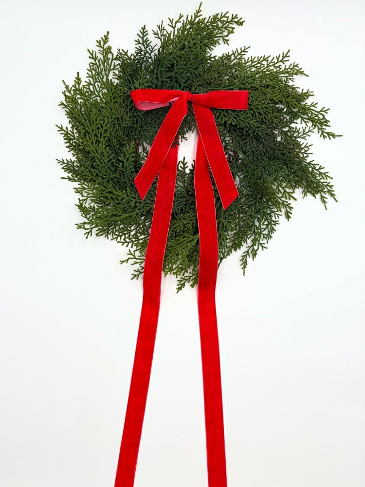 Plow & Hearth Traditional Red Mini Cedar Cabinet Wreaths with Ribbon