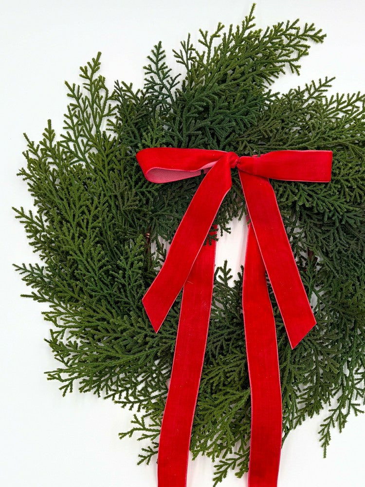 Plow & Hearth Traditional Red Mini Cedar Cabinet Wreaths with Ribbon