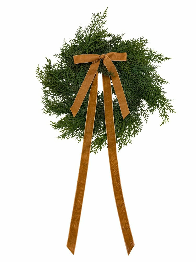 Plow & Hearth Neutral Mini Cedar Cabinet Wreaths with Ribbon