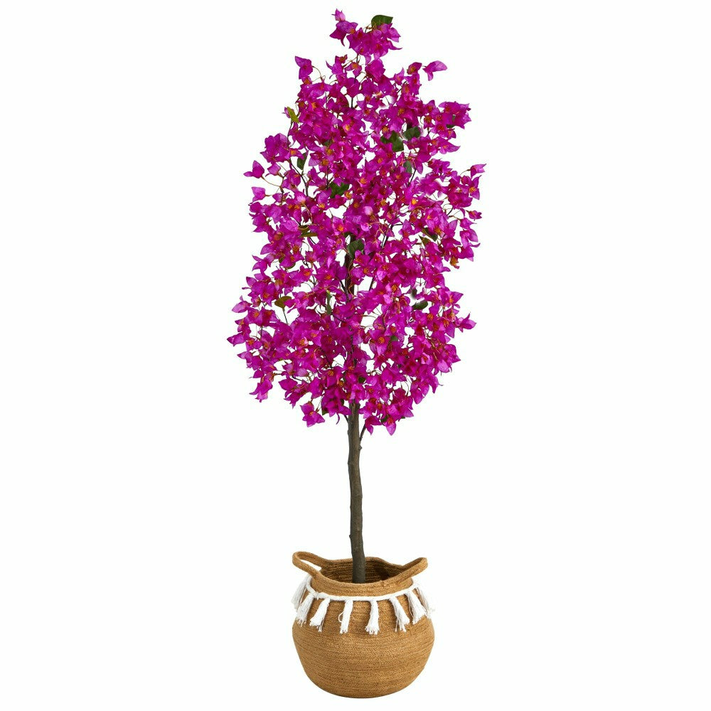 Plow & Hearth Bougainvillea Tree with Jute & Cotton Basket, 5’