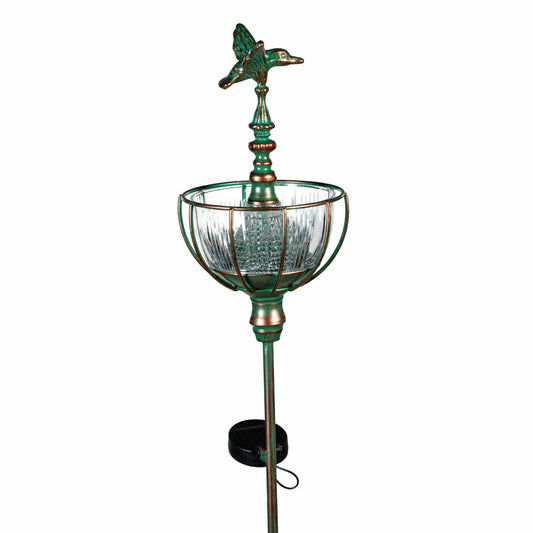 Plow & Hearth Solar Bird Feeder Garden Stake, Hummingbird