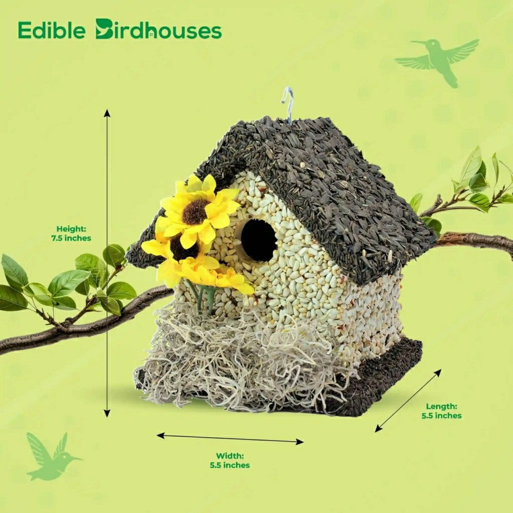 Plow & Hearth Short Handmade Edible Birdhouse with Dark Roof