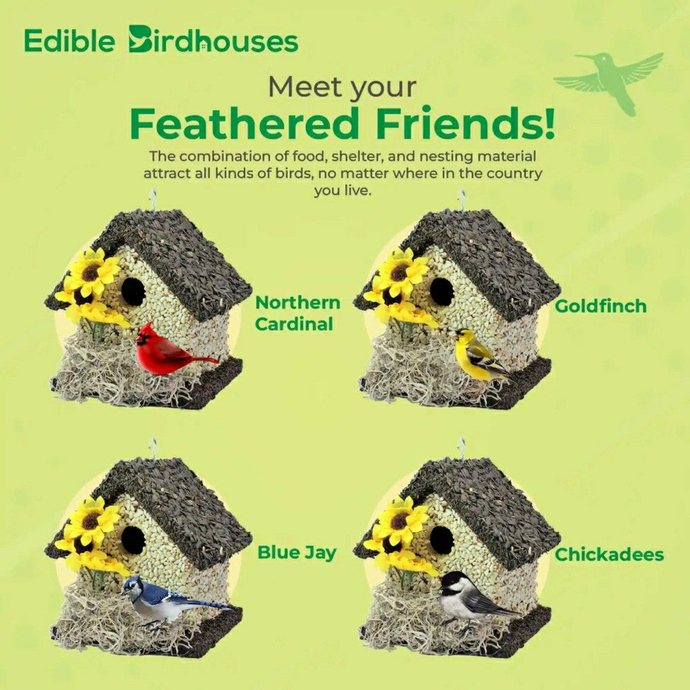 Plow & Hearth Short Handmade Edible Birdhouse with Dark Roof