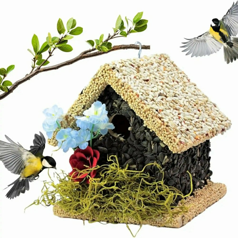 Plow & Hearth SHort Handmade Edible Birdhouse with Light Roof