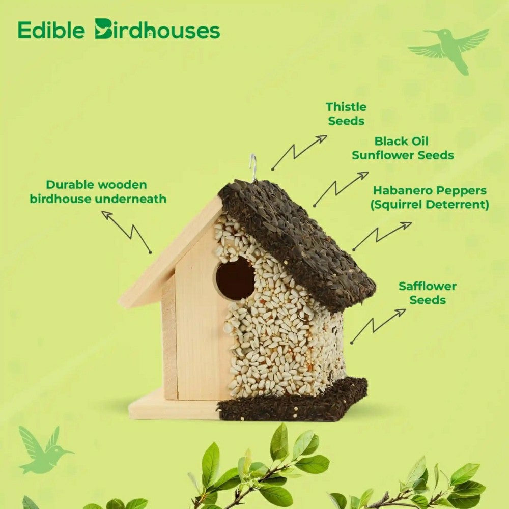 Plow & Hearth SHort Handmade Edible Birdhouse with Light Roof