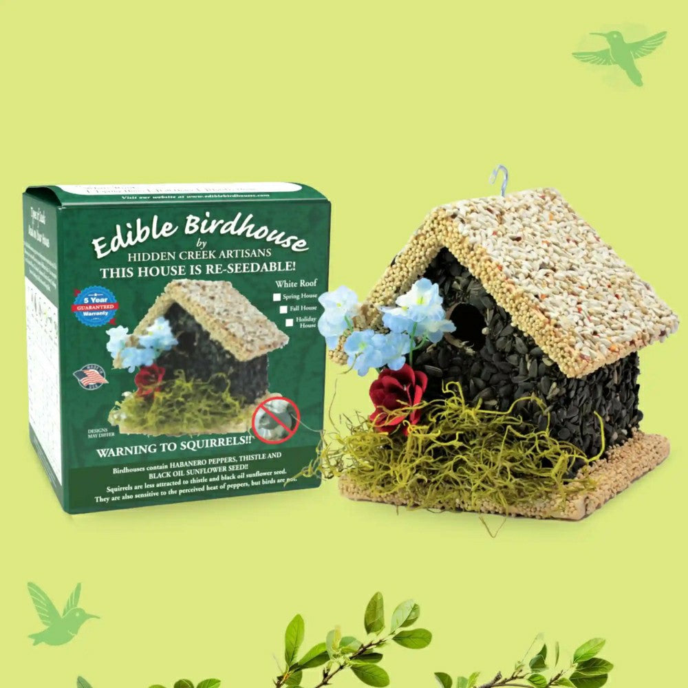 Plow & Hearth SHort Handmade Edible Birdhouse with Light Roof