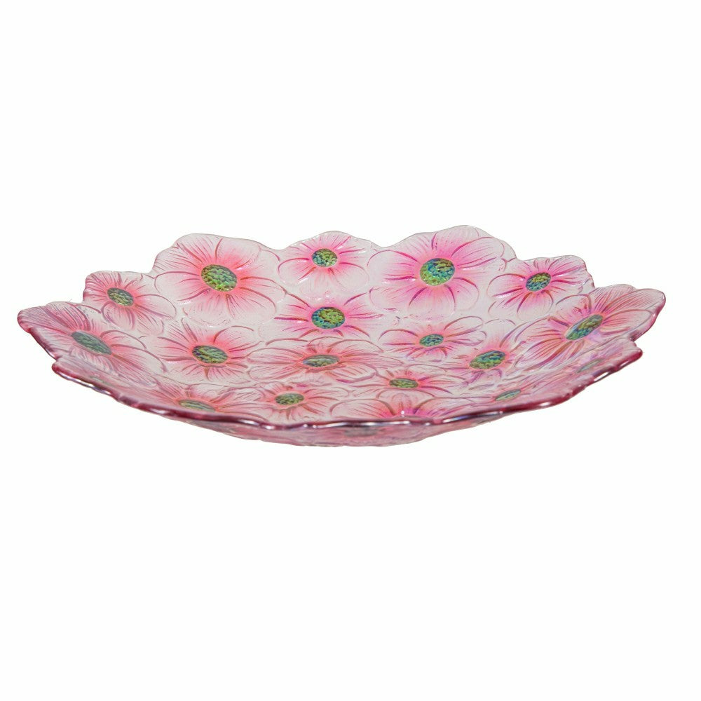 Plow & Hearth What She Shed Birdbath, Scalloped Edge Glass Birdbath, 18"