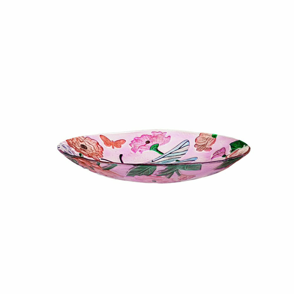 Plow & Hearth 18" Glitter Hand Painted and Embossed Bird Bath, Dragonfly