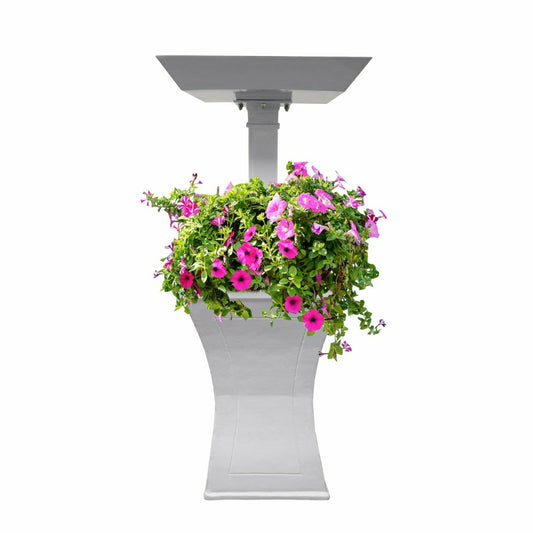 Plow & Hearth Modern Square Cast Aluminum 40-in Bird Bath and Planter Vase Combo