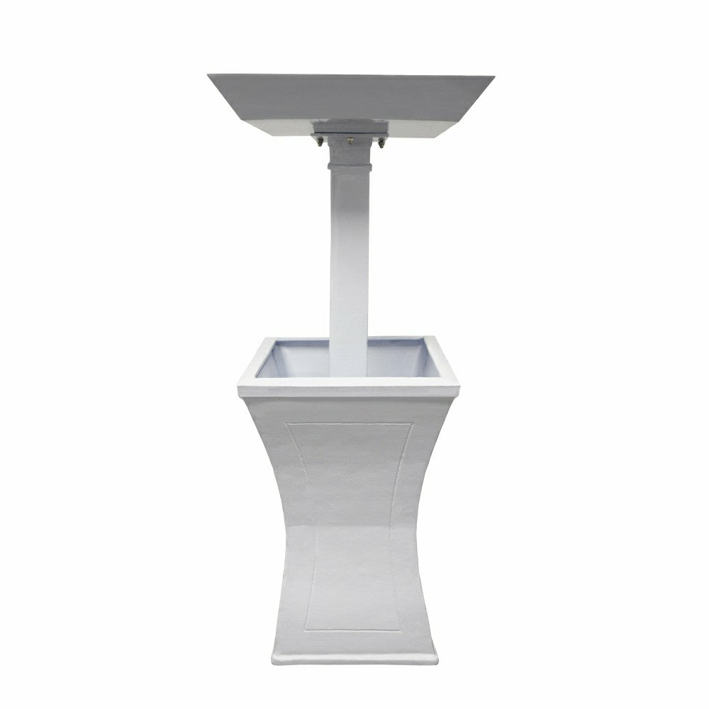 Plow & Hearth Modern Square Cast Aluminum 40-in Bird Bath and Planter Vase Combo