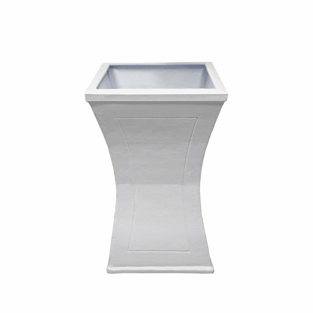 Plow & Hearth Modern Square Cast Aluminum 40-in Bird Bath and Planter Vase Combo
