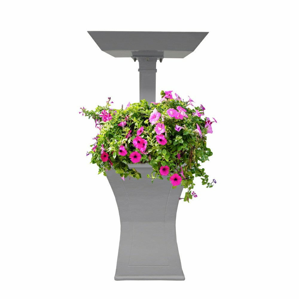 Plow & Hearth Modern Square Cast Aluminum 40-in Bird Bath and Planter Vase Combo