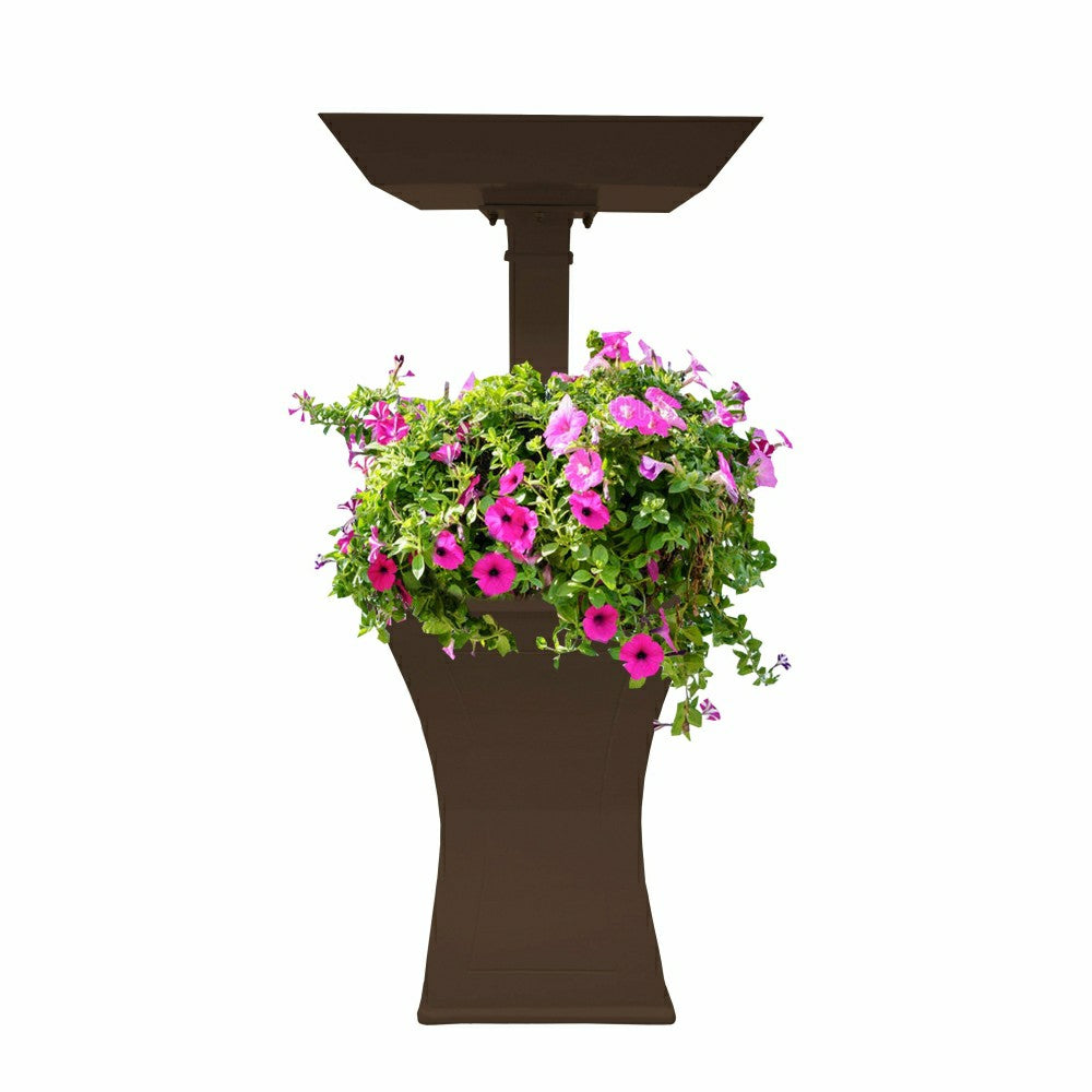 Plow & Hearth Modern Square Cast Aluminum 40-in Bird Bath and Planter Vase Combo