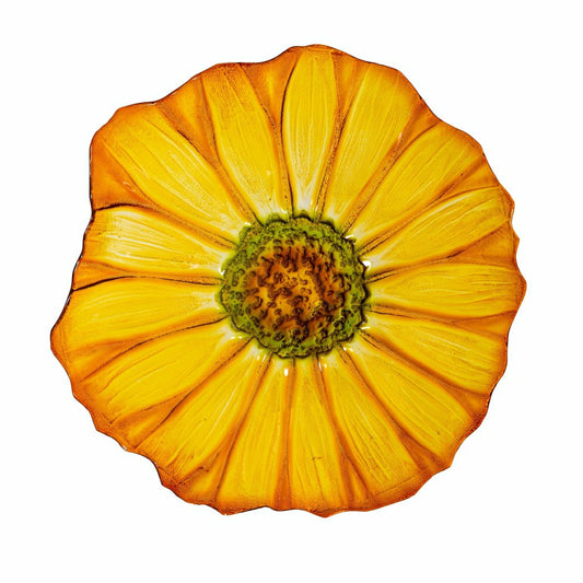 Plow & Hearth Petal and Plow Birdbath, Sunflower Glass Birdbath, 16"