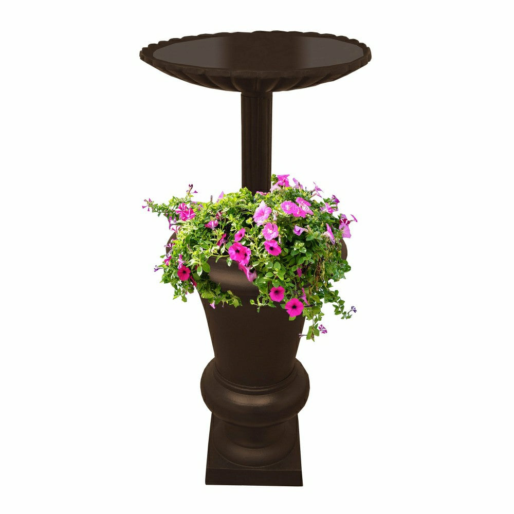 Plow & Hearth Ornate Round Cast Aluminum Metal 40-in Bird Bath Planter Vase Combo
