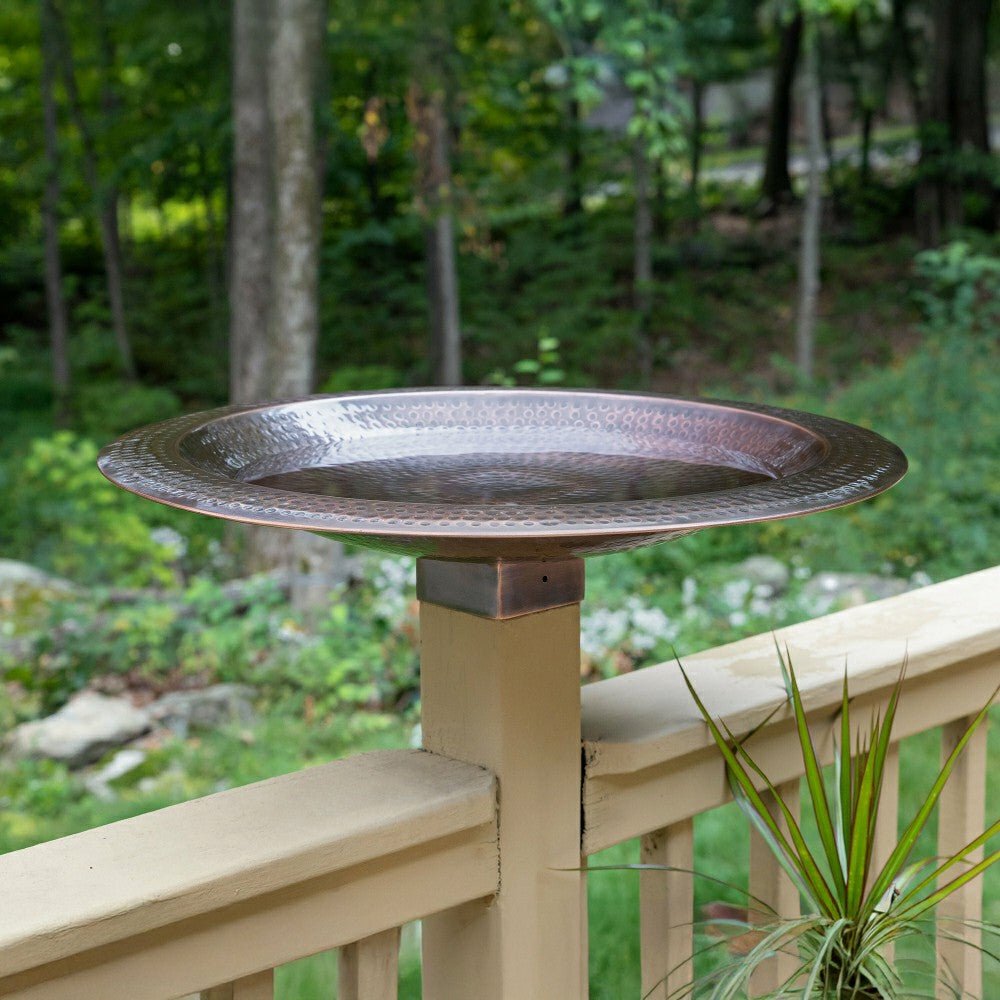 Plow & Hearth Hammered Burnt Copper Birdbath, 23" Diameter