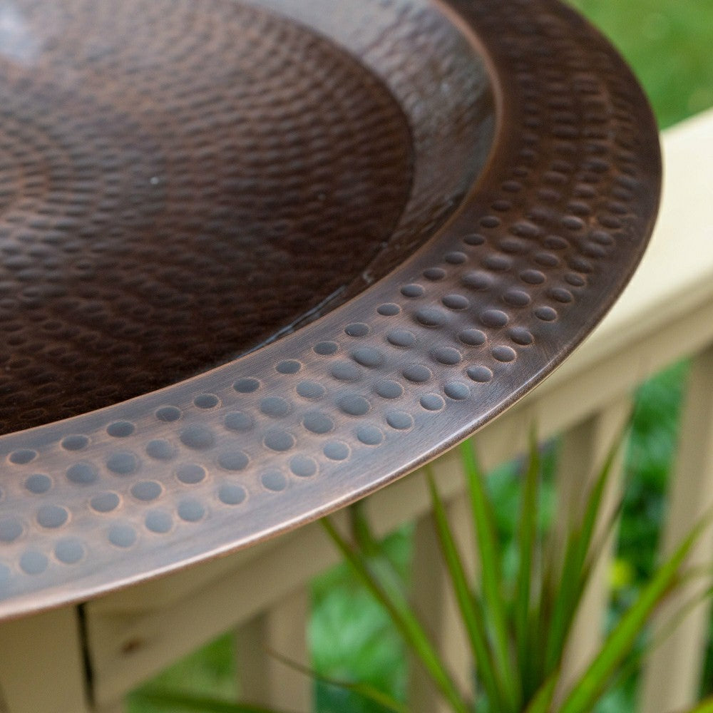 Plow & Hearth Hammered Burnt Copper Birdbath, 23" Diameter
