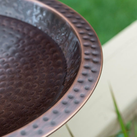 Plow & Hearth Hammered Burnt Copper Birdbath, 14"Diameter