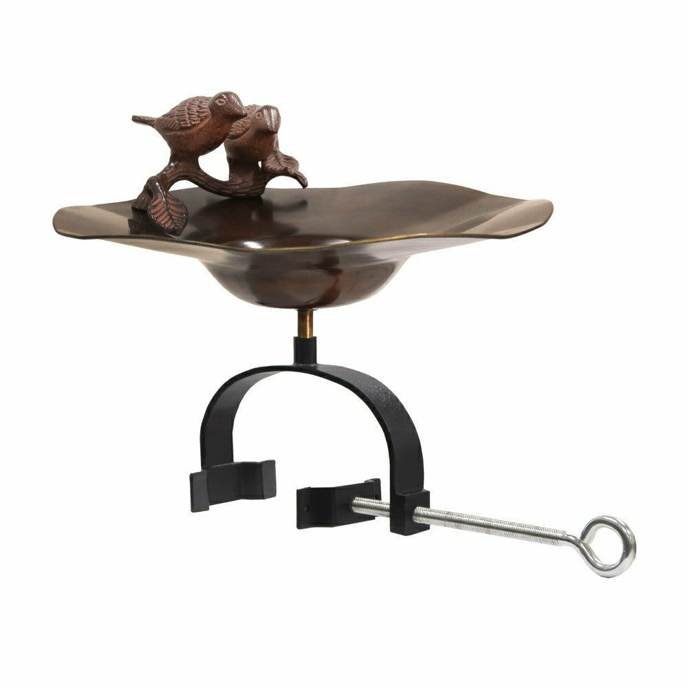 Plow & Hearth Antiqued Birdbath w/ Over Railing Bracket