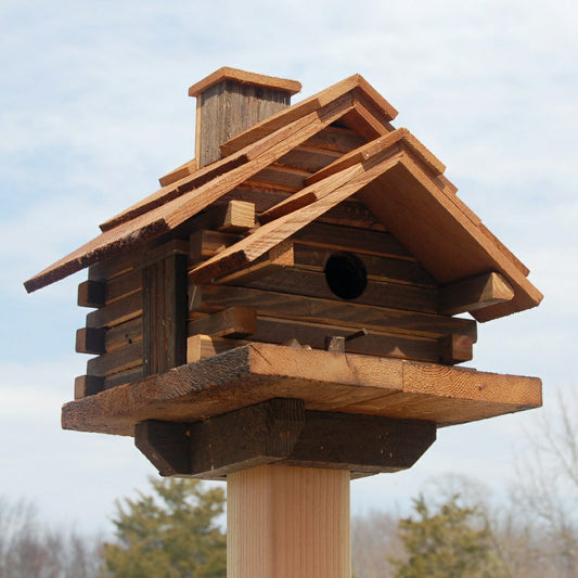 Plow & Hearth Conestoga Log Cabin Natural Cedar Bird House