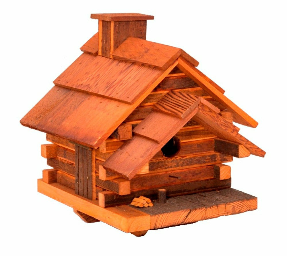 Plow & Hearth Conestoga Log Cabin Natural Cedar Bird House