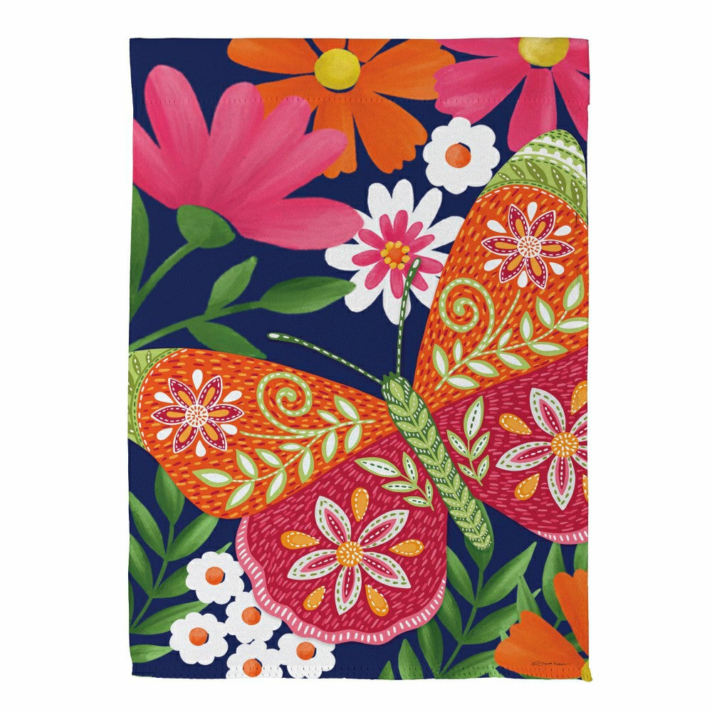 Plow & Hearth Bloom & Burst Suede Garden Flag Front & Back