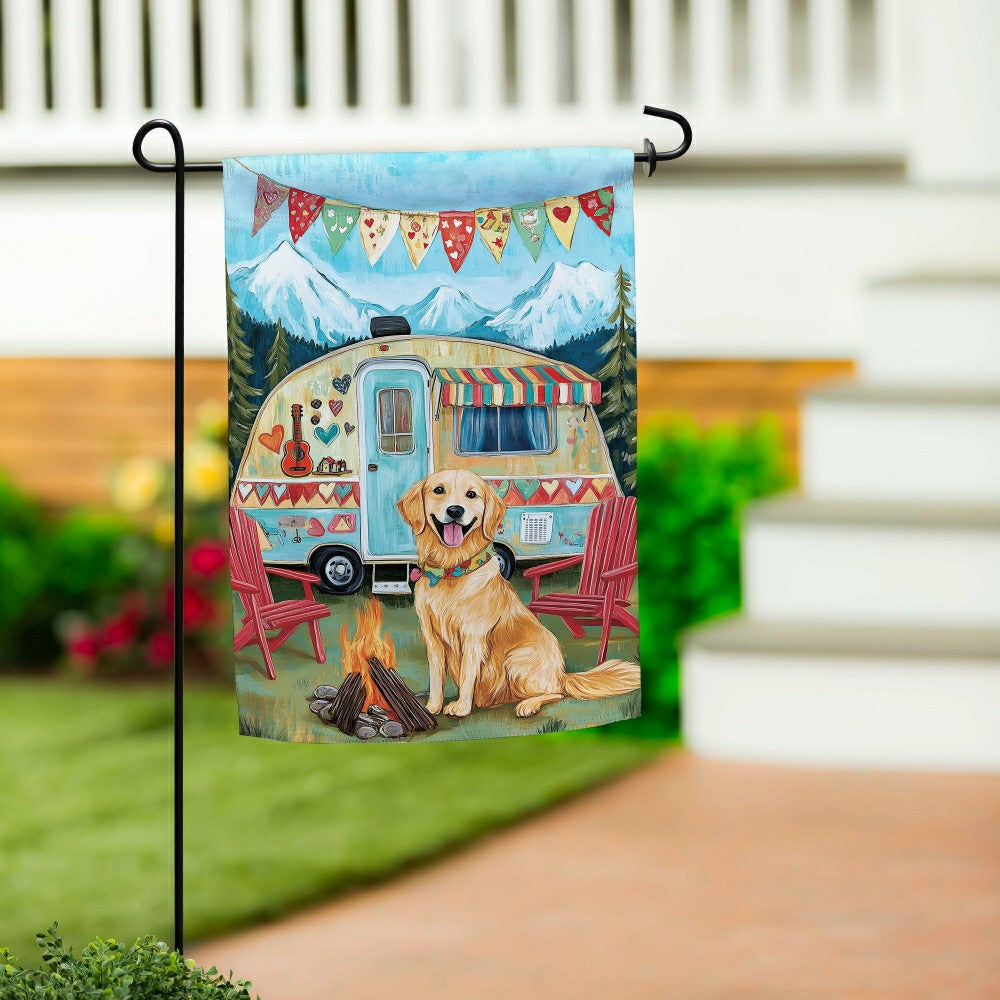 Plow & Hearth Camping Dog Suede Garden Flag