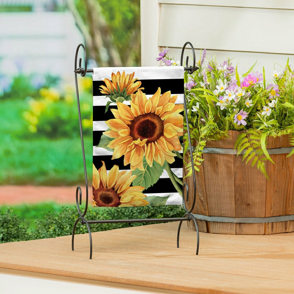 Plow & Hearth Striped Sunflowers Burlap Garden Flag