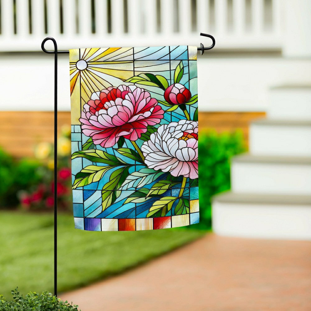 Plow & Hearth Floral Stained Glass Suede Garden Flag