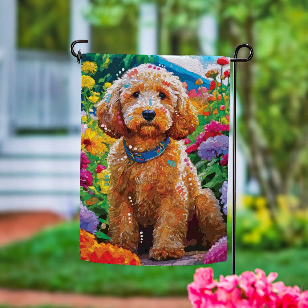 Plow & Hearth Painted Doodle Suede Garden Flag
