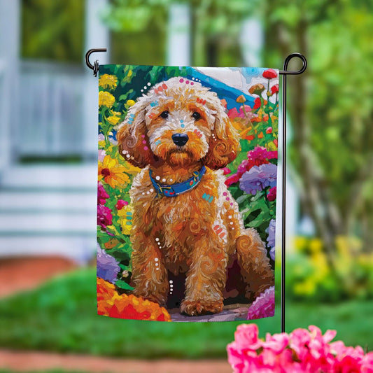 Plow & Hearth Painted Doodle Suede Garden Flag