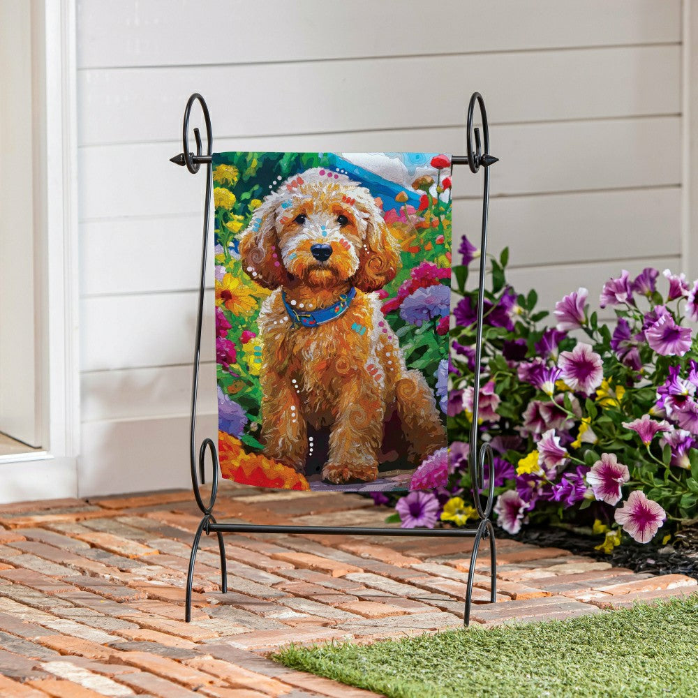 Plow & Hearth Painted Doodle Suede Garden Flag