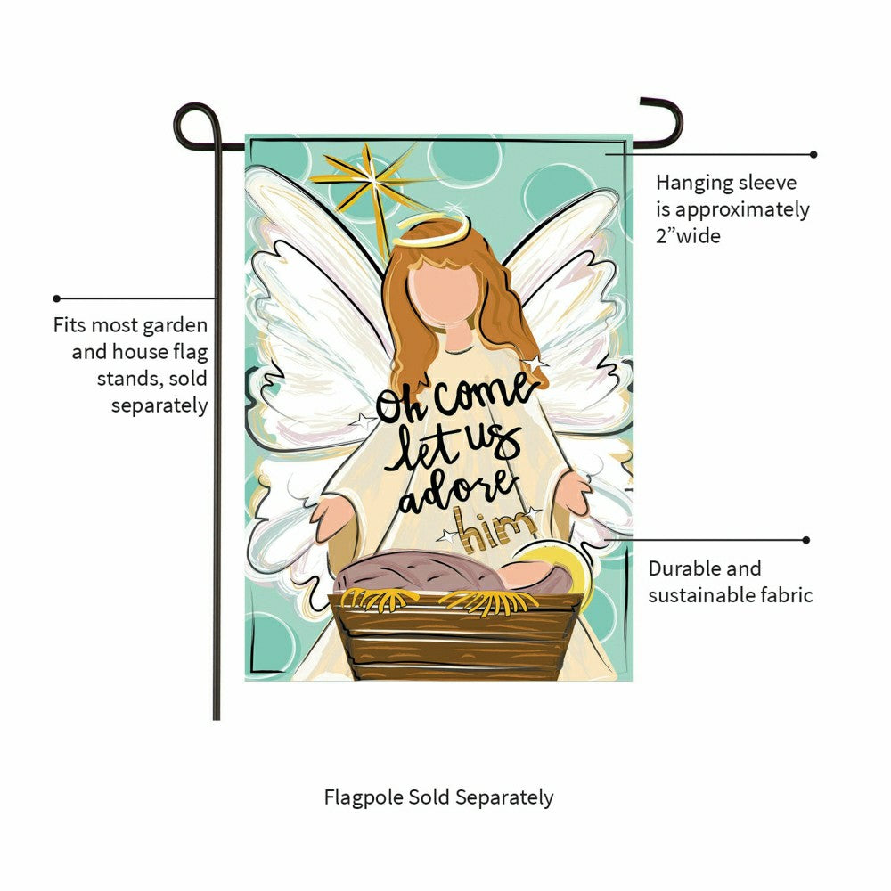 Plow & Hearth Oh Come Let Us Adore Him Applique Garden Flag