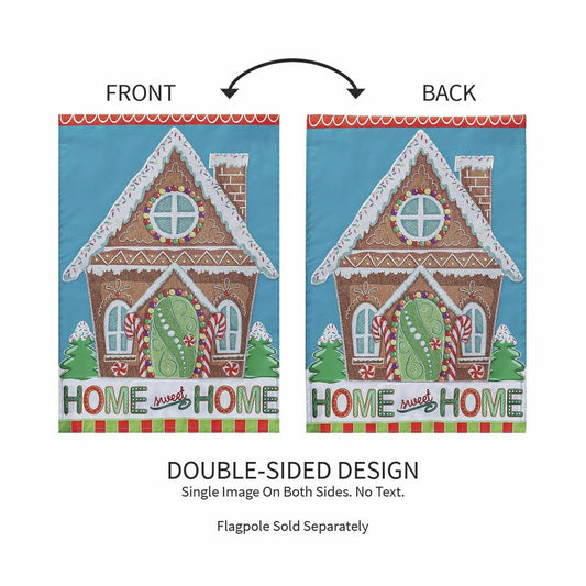 Plow & Hearth Gingerbread Home Sweet Home Applique Garden Flag