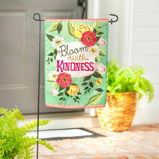 Plow & Hearth Bloom with Kindness Applique Garden Flag