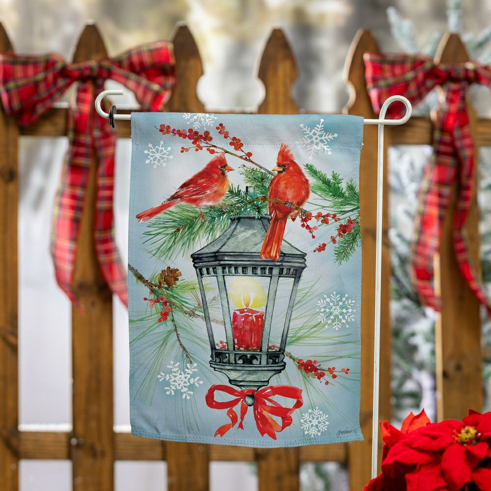 Plow & Hearth Cardinal Lantern Suede Garden Flag