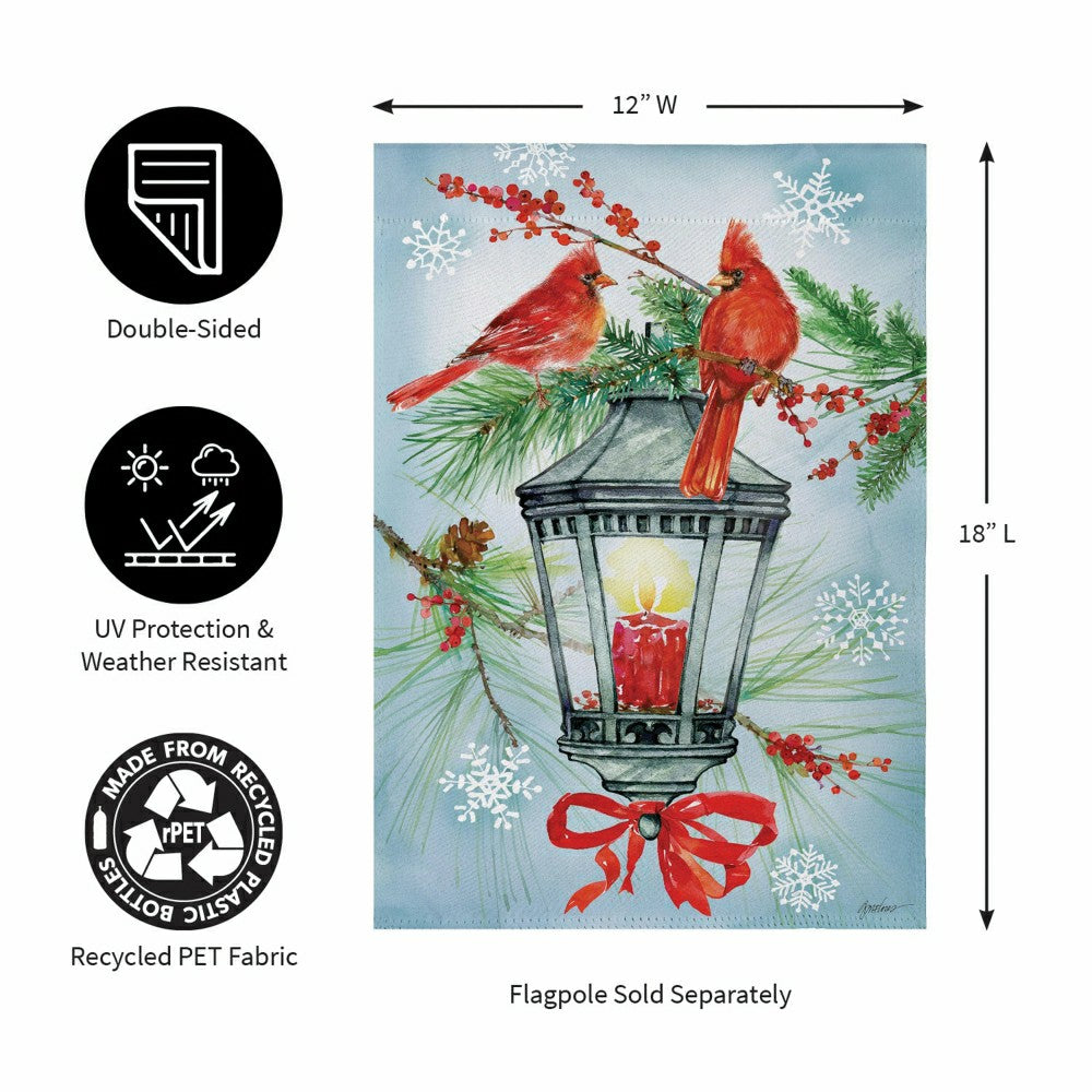 Plow & Hearth Cardinal Lantern Suede Garden Flag