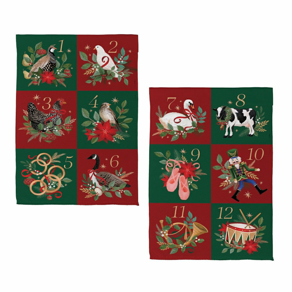 Plow & Hearth 12 Days of Christmas Suede Garden Flag