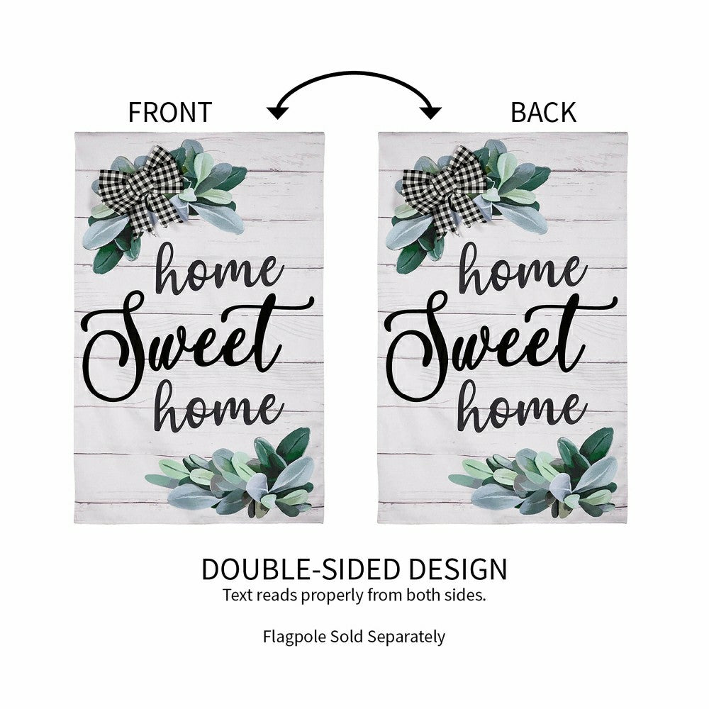 Plow & Hearth “Home Sweet Home” Eucalyptus Burlap House Flag