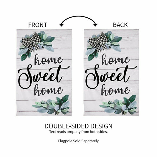 Plow & Hearth “Home Sweet Home” Eucalyptus Burlap House Flag