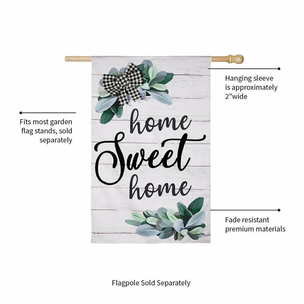 Plow & Hearth “Home Sweet Home” Eucalyptus Burlap House Flag