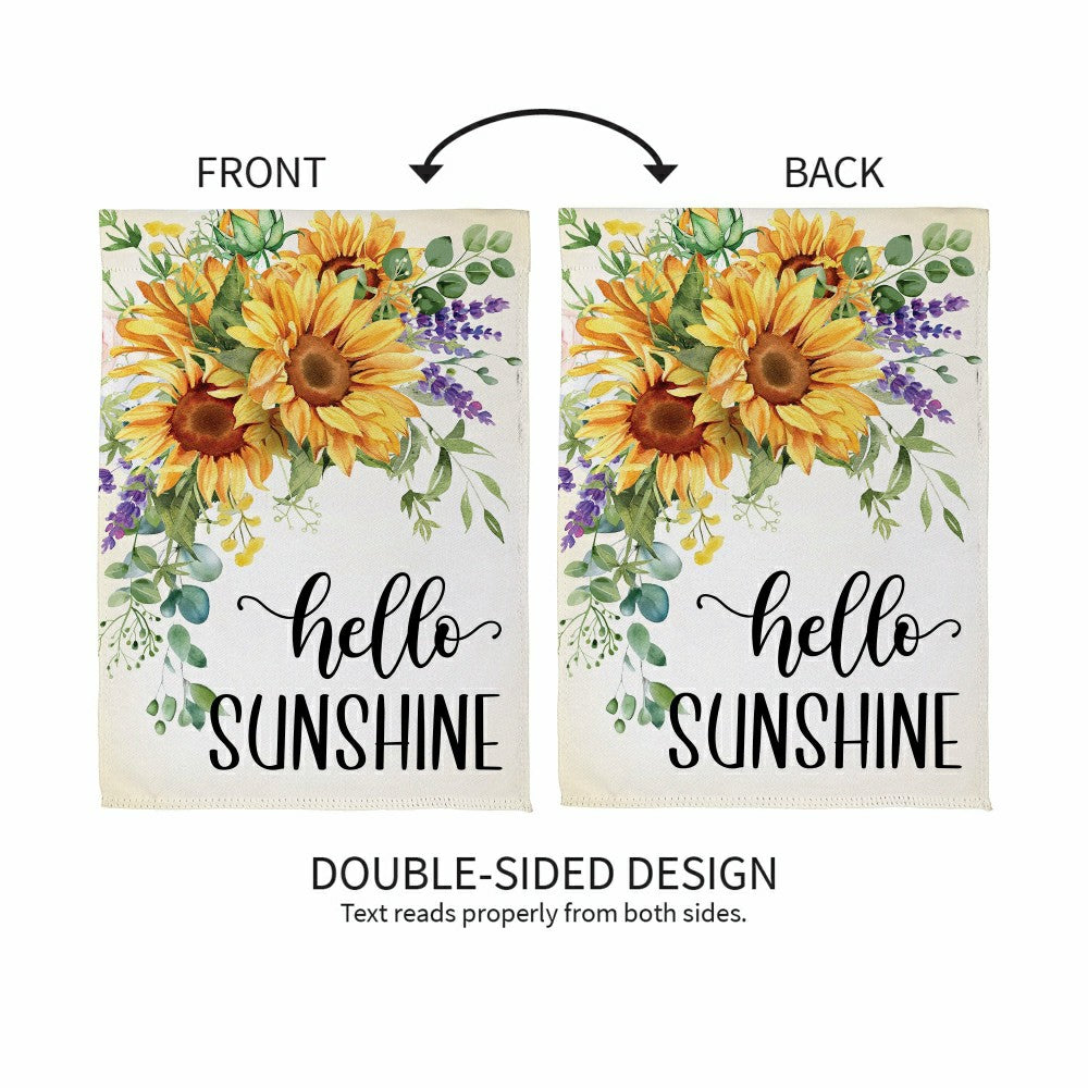 Plow & Hearth Hello Sunshine Sunflower Suede House Flag